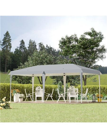 Outsunny 6x3m Pop Up Gazebo with 2-Roof Foldable Canopy Tent, Carrying Bag, Grey - pic 19115 | FastDaddyshop