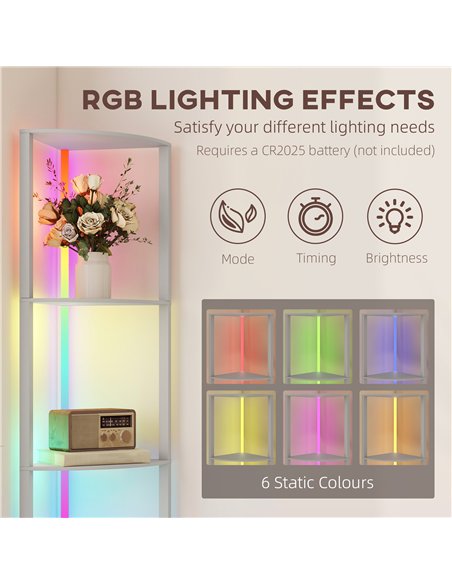 HOMCOM RGB LED Floor Lamp with Shelves, 4-Tier Dimmable Standing Lamp with Adjustable Brightness and Remote Control, Modern Corn - pic 191158 | FastDaddyshop