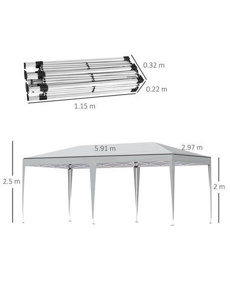Outsunny 6x3m Pop Up Gazebo with 2-Roof Foldable Canopy Tent, Carrying Bag, Grey - pic 19116 | FastDaddyshop