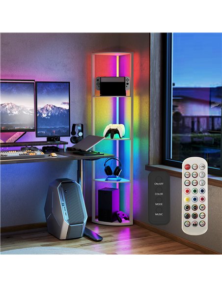 HOMCOM RGB LED Floor Lamp with Shelves, 4-Tier Dimmable Standing Lamp with Adjustable Brightness and Remote Control, Modern Corn - pic 191162 | FastDaddyshop