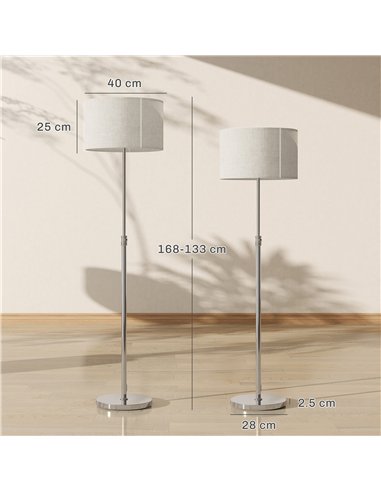 HOMCOM Floor Lamp with Remote, Height Adjustable Standing Lamp with Linen Shade, Dimmable with 3000K-6000K Adjustable Colour Tem