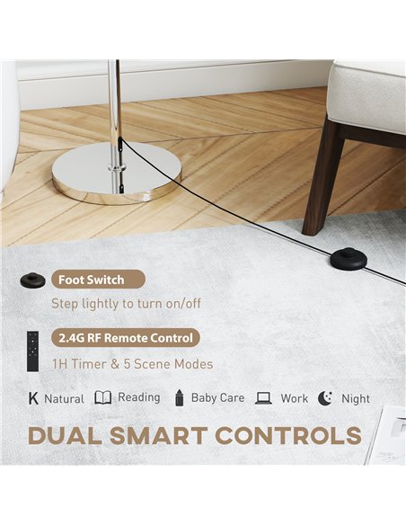 HOMCOM Floor Lamp with Remote, Height Adjustable Standing Lamp with Linen Shade, Dimmable with 3000K-6000K Adjustable Colour Tem - pic 191168 | FastDaddyshop