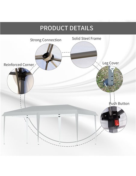 Outsunny 6x3m Pop Up Gazebo with 2-Roof Foldable Canopy Tent, Carrying Bag, Grey - pic 19118 | FastDaddyshop