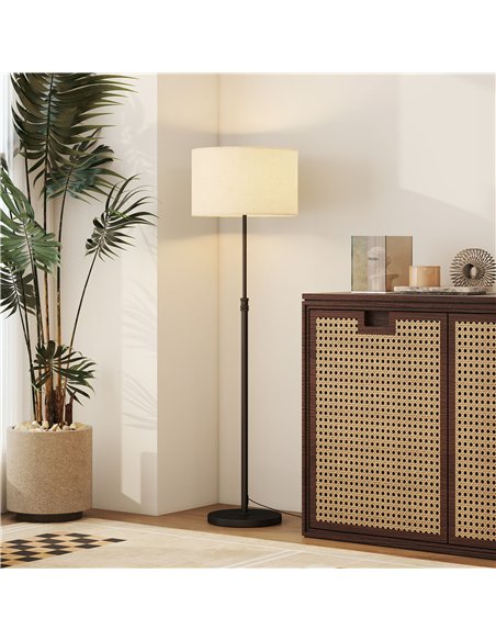 HOMCOM Floor Lamp with Remote, Height Adjustable Standing Lamp with Linen Shade, Dimmable with 3000K-6000K Adjustable Colour Tem - pic 191180 | FastDaddyshop