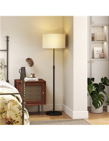HOMCOM Floor Lamp with Remote, Height Adjustable Standing Lamp with Linen Shade, Dimmable with 3000K-6000K Adjustable Colour Tem