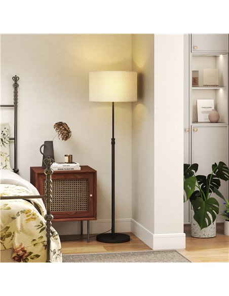 HOMCOM Floor Lamp with Remote, Height Adjustable Standing Lamp with Linen Shade, Dimmable with 3000K-6000K Adjustable Colour Tem - pic 191181 | FastDaddyshop