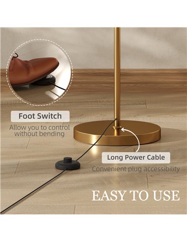 HOMCOM LED Floor Lamp with Remote Control - Gold Tone