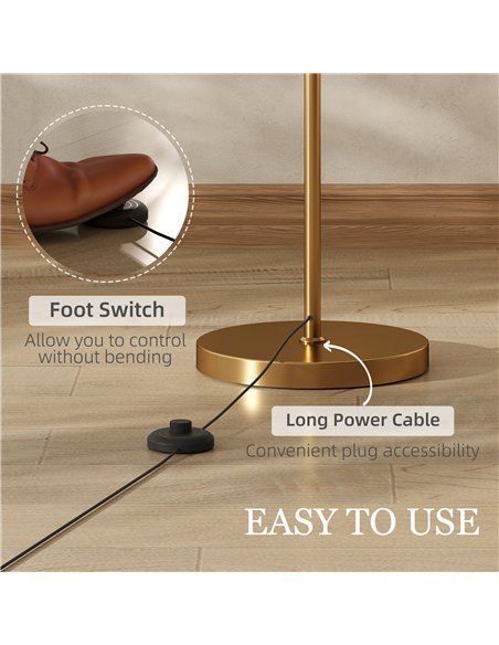 HOMCOM LED Floor Lamp with Remote Control - Gold Tone - pic 191186 | FastDaddyshop