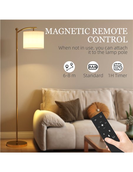 HOMCOM LED Floor Lamp with Remote Control - Gold Tone - pic 191187 | FastDaddyshop