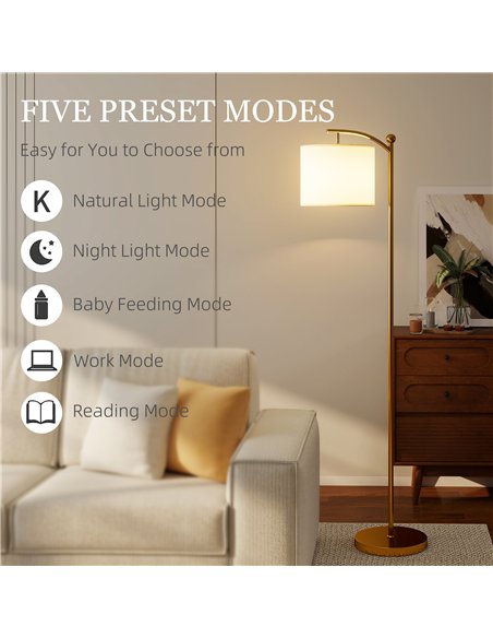 HOMCOM LED Floor Lamp with Remote Control - Gold Tone - pic 191188 | FastDaddyshop