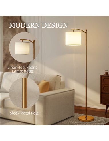 HOMCOM LED Floor Lamp with Remote Control - Gold Tone