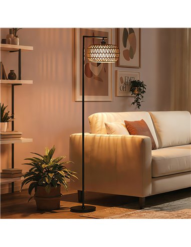 HOMCOM Boho Dimmable Floor Lamp - Black