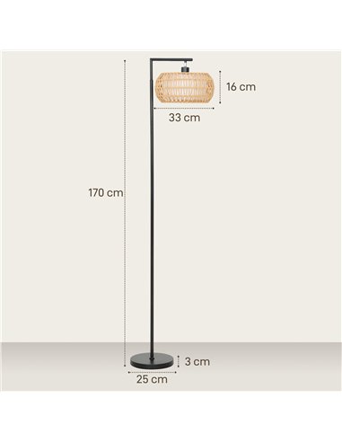 HOMCOM Boho Dimmable Floor Lamp - Black