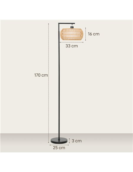 HOMCOM Boho Dimmable Floor Lamp - Black - pic 191193 | FastDaddyshop