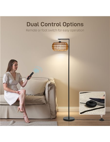 HOMCOM Boho Dimmable Floor Lamp - Black - pic 191195 | FastDaddyshop