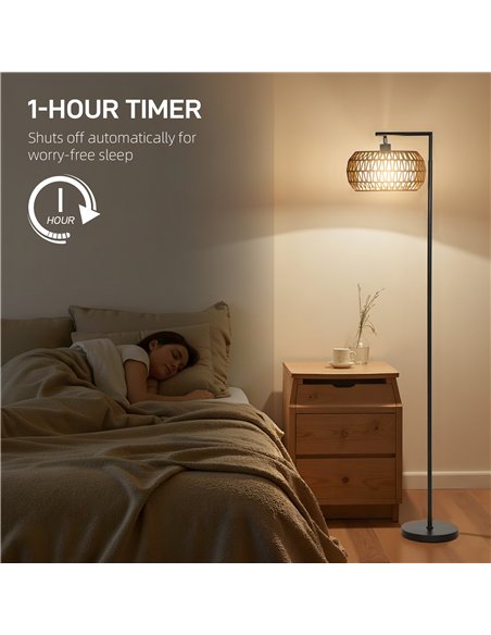 HOMCOM Boho Dimmable Floor Lamp - Black - pic 191196 | FastDaddyshop