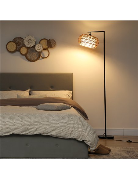 HOMCOM Boho Dimmable Floor Lamp - Black - pic 191198 | FastDaddyshop