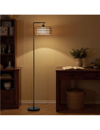 HOMCOM Boho Dimmable Floor Lamp - Black