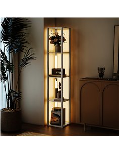 HOMCOM Floor Lamp with Shelves and 3 Brightness Levels - Oak 2