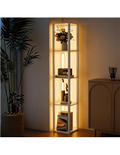 HOMCOM Floor Lamp with Shelves and 3 Brightness Levels - White 2