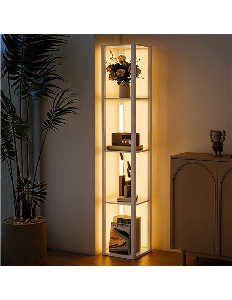 HOMCOM Floor Lamp with Shelves and 3 Brightness Levels - White - pic 191210 | FastDaddyshop