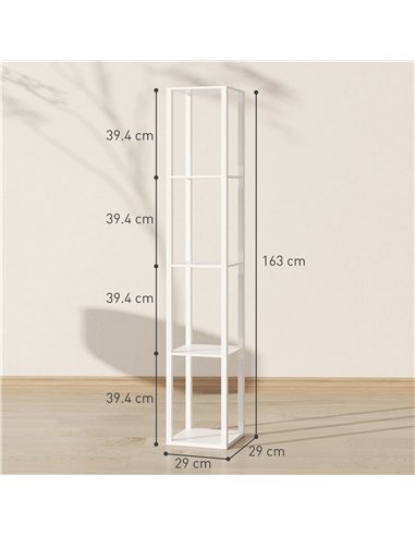 HOMCOM Floor Lamp with Shelves and 3 Brightness Levels - White