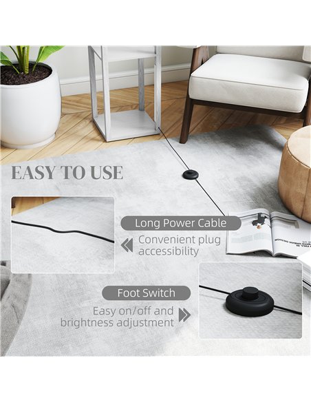HOMCOM Floor Lamp with Shelves and 3 Brightness Levels - White - pic 191215 | FastDaddyshop