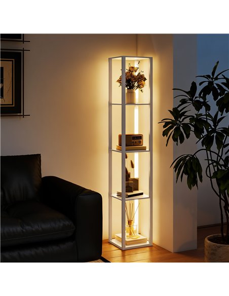HOMCOM Floor Lamp with Shelves and 3 Brightness Levels - White - pic 191216 | FastDaddyshop