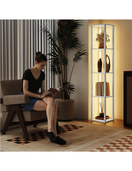 HOMCOM Floor Lamp with Shelves and 3 Brightness Levels - White - pic 191217 | FastDaddyshop