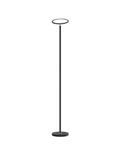 HOMCOM Uplighter Floor Lamp with Tuya App and Music Sync, Standing Lamp with Adjustable Head for Living Room Bedroom, Black