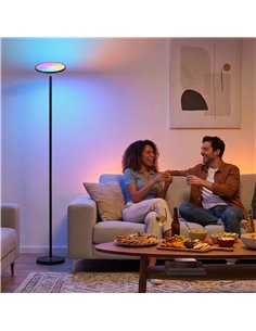 HOMCOM Uplighter Floor Lamp with Tuya App and Music Sync, Standing Lamp with Adjustable Head for Living Room Bedroom, Black 2