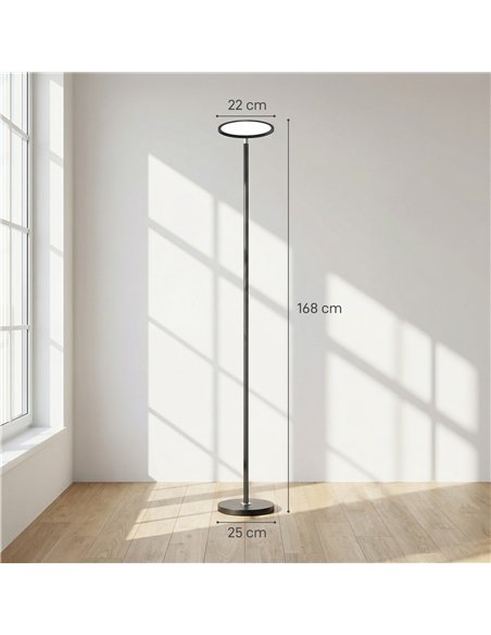 HOMCOM Uplighter Floor Lamp with Tuya App and Music Sync, Standing Lamp with Adjustable Head for Living Room Bedroom, Black - pic 191220 | FastDaddyshop