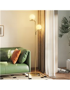 HOMCOM LED Floor Lamp, Modern Standing Lamp with 3 Colour Temperatures, Globe Glass Shades and Foot Switch, Gold Tone 2