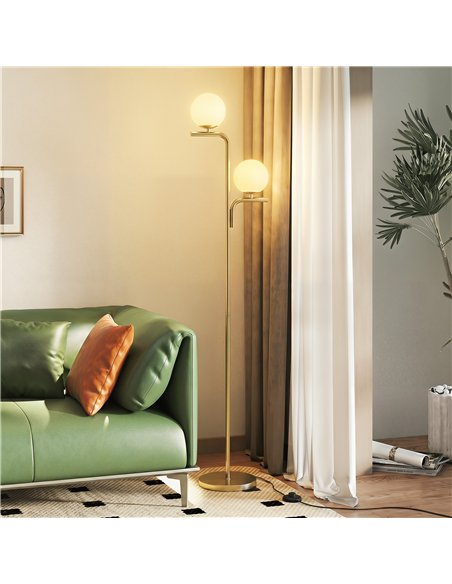 HOMCOM LED Floor Lamp, Modern Standing Lamp with 3 Colour Temperatures, Globe Glass Shades and Foot Switch, Gold Tone - pic 191237 | FastDaddyshop