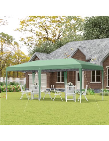 Outsunny 6x3m Pop Up Gazebo with 2-Roof Foldable Canopy Tent, Carrying Bag, Green