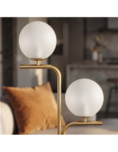 HOMCOM LED Floor Lamp, Modern Standing Lamp with 3 Colour Temperatures, Globe Glass Shades and Foot Switch, Gold Tone
