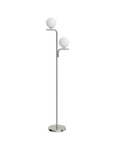HOMCOM LED Floor Lamp, Modern Standing Lamp with 3 Colour Temperatures, Globe Glass Shades and Foot Switch, Silver Tone