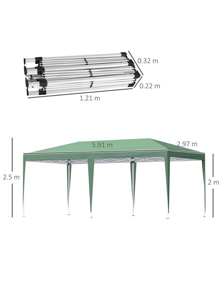 Outsunny 6x3m Pop Up Gazebo with 2-Roof Foldable Canopy Tent, Carrying Bag, Green - pic 19125 | FastDaddyshop