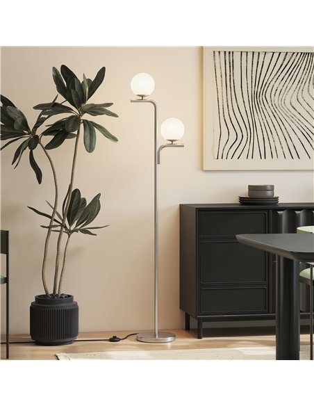HOMCOM LED Floor Lamp, Modern Standing Lamp with 3 Colour Temperatures, Globe Glass Shades and Foot Switch, Silver Tone - pic 191251 | FastDaddyshop