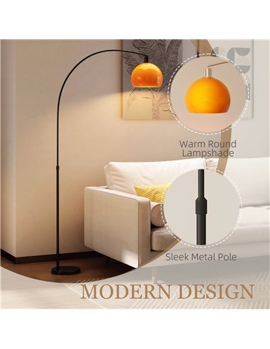 HOMCOM Floor Lamp for Living Room, Modern Standing Lamp with Shade & Foot Switch for Bedroom, Office, Black