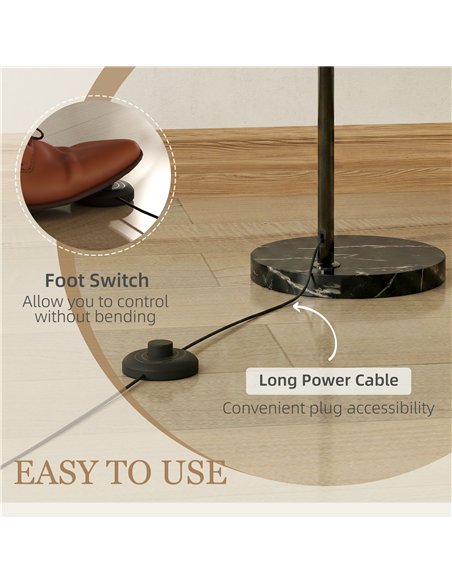 HOMCOM Floor Lamp for Living Room, Modern Standing Lamp with Shade & Foot Switch for Bedroom, Office, Black - pic 191258 | FastDaddyshop