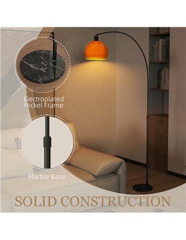 HOMCOM Floor Lamp for Living Room, Modern Standing Lamp with Shade & Foot Switch for Bedroom, Office, Black