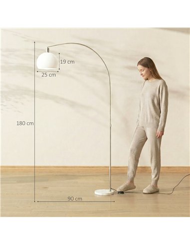 HOMCOM Floor Lamp for Living Room, Modern Standing Lamp with Shade & Foot Switch for Bedroom, Office, White