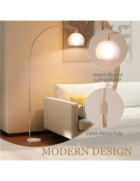 HOMCOM Floor Lamp for Living Room, Modern Standing Lamp with Shade & Foot Switch for Bedroom, Office, White - pic 191266 | FastDaddyshop
