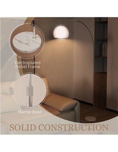 HOMCOM Floor Lamp for Living Room, Modern Standing Lamp with Shade & Foot Switch for Bedroom, Office, White