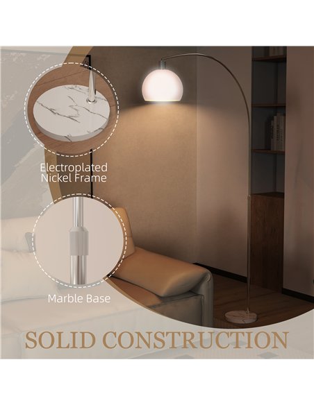HOMCOM Floor Lamp for Living Room, Modern Standing Lamp with Shade & Foot Switch for Bedroom, Office, White - pic 191269 | FastDaddyshop