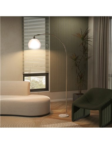 HOMCOM Floor Lamp for Living Room, Modern Standing Lamp with Shade & Foot Switch for Bedroom, Office, White