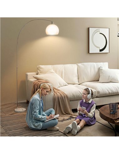 HOMCOM Floor Lamp for Living Room, Modern Standing Lamp with Shade & Foot Switch for Bedroom, Office, White