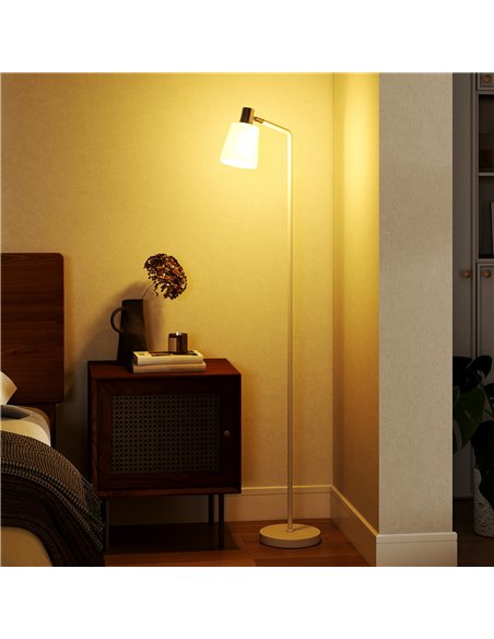 HOMCOM Modern Standing Lamp, Floor Lamp with 350° Rotatable Head for Living Room, White - pic 191273 | FastDaddyshop
