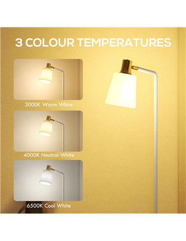 HOMCOM Modern Standing Lamp, Floor Lamp with 350° Rotatable Head for Living Room, White